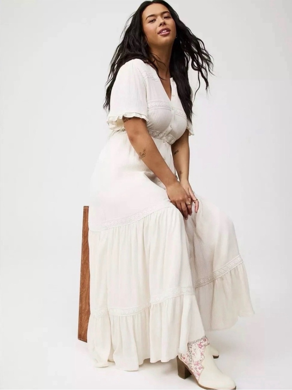 NWT Torrid Gauze Y-Neck Maxi Dress